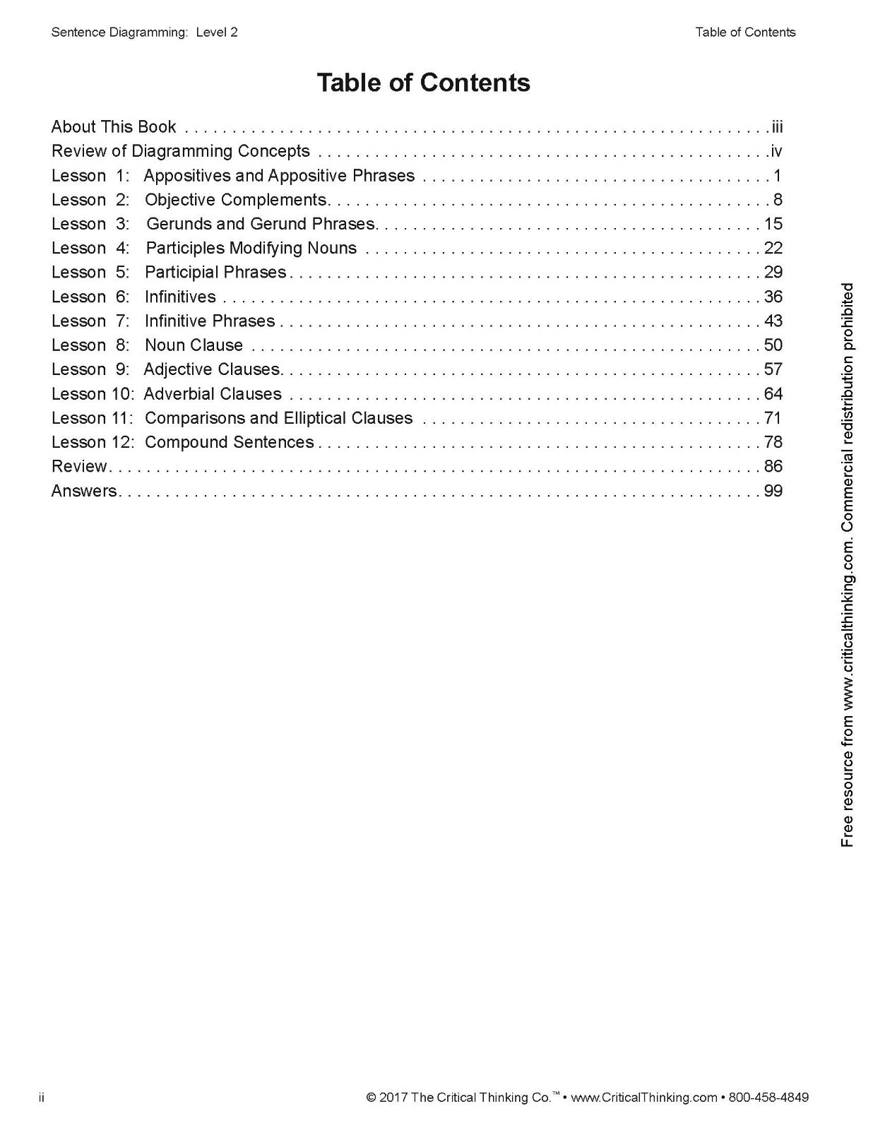 Sentence Diagramming Level 2 Workbook - Learn Sentence Structure for Grades 7+