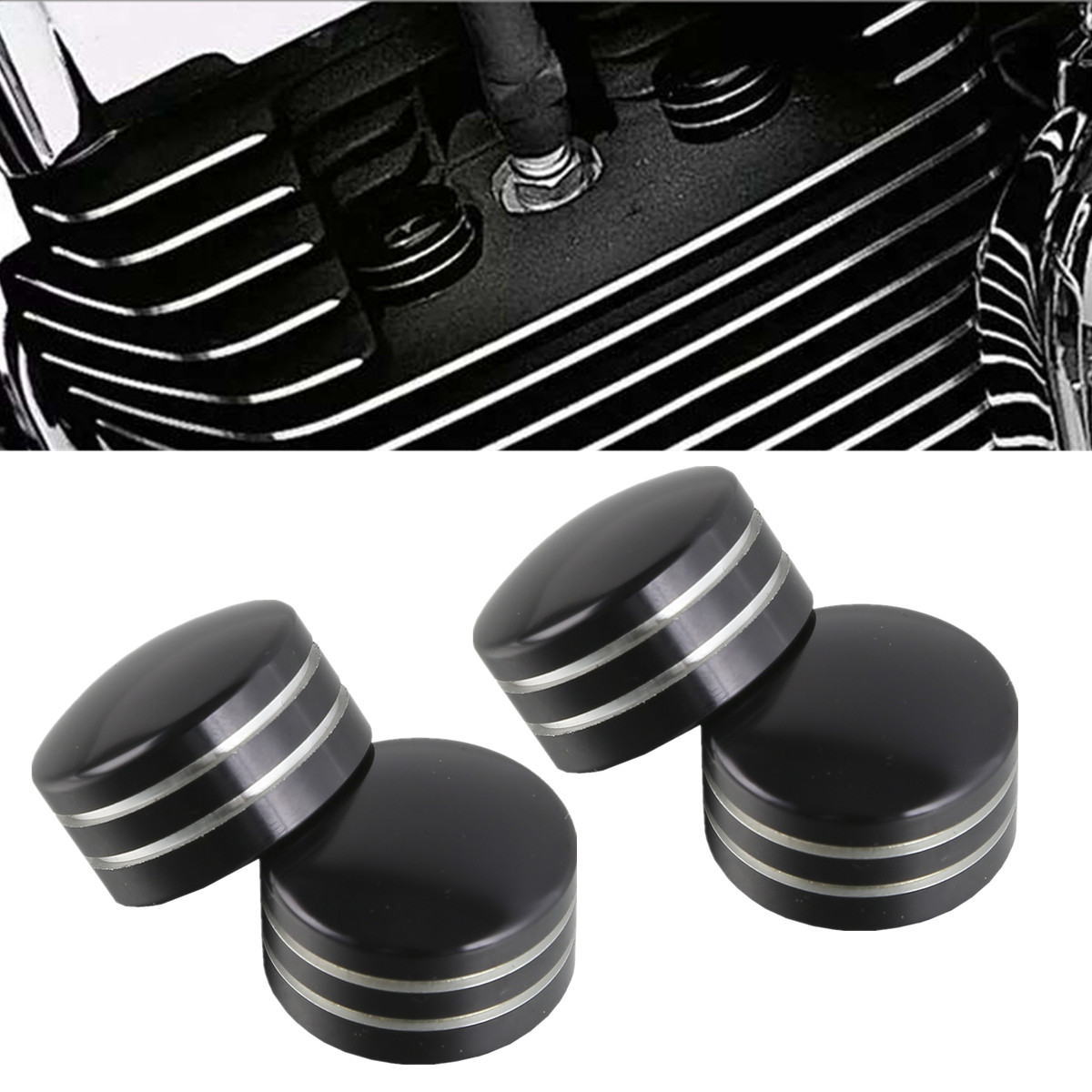 4Pcs Head Bolt/Nut Covers Fit For Harley Twin Cam 1999-Later Sportster 86-Later