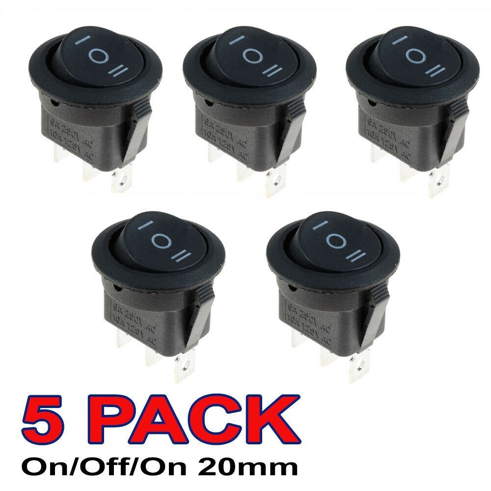 Useful Round Rocker Switch 12-250V Accessories Black Polyamide