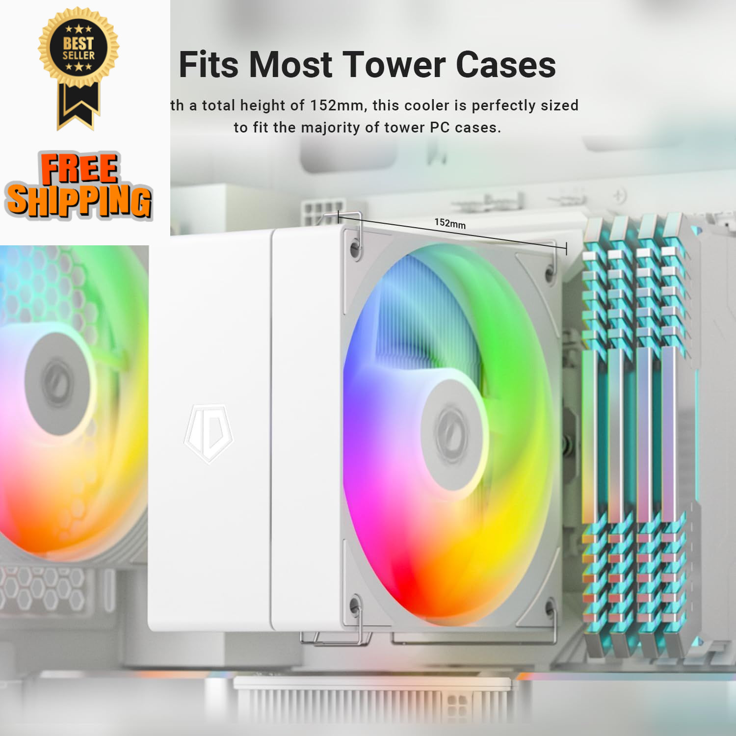 ID-COOLING SE-214-XT V2 ARGB White CPU Air Cooler, 4 WHITE