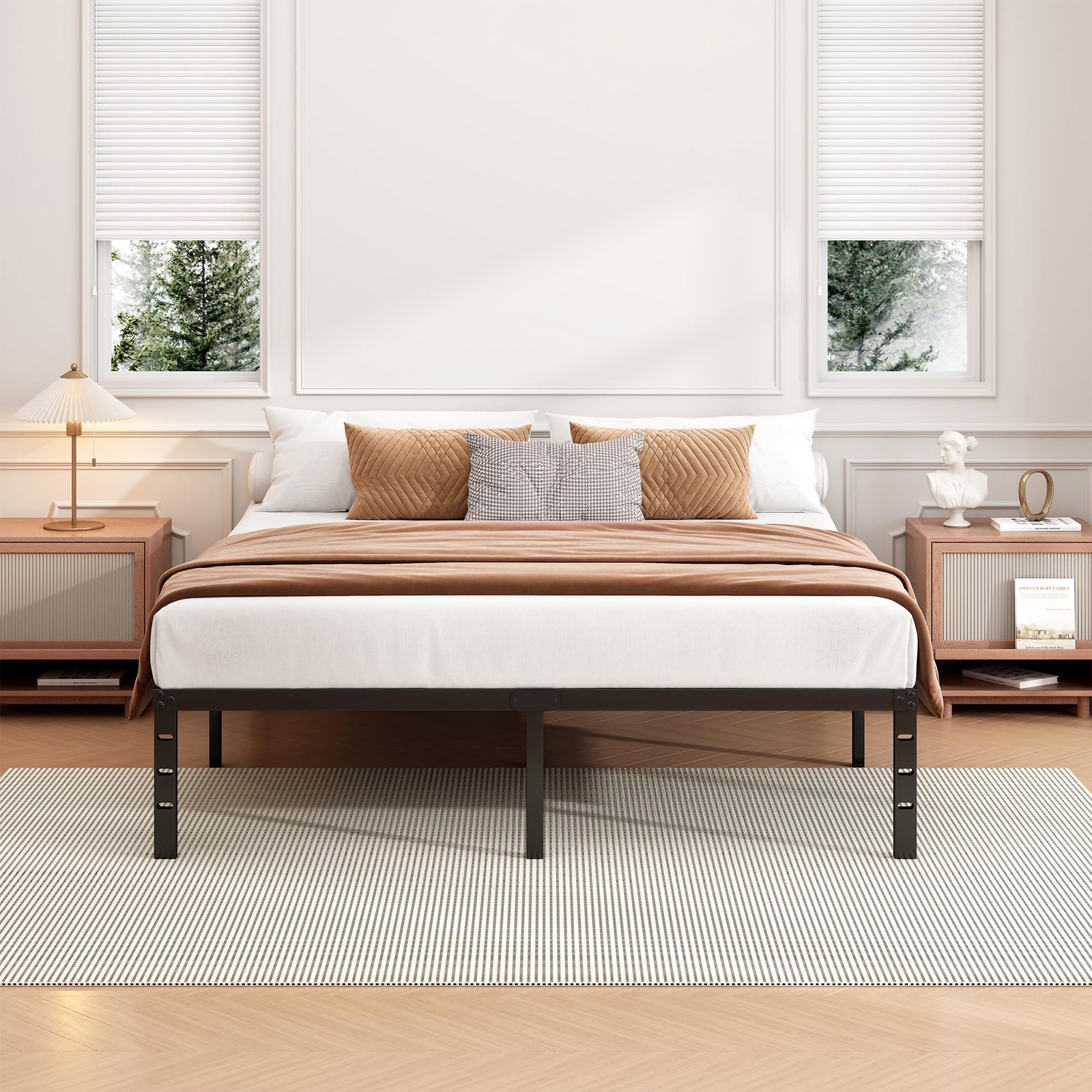 18 Inch Full Bed Frame - Sturdy Metal Platform Full Size, No Box Spring Neede...