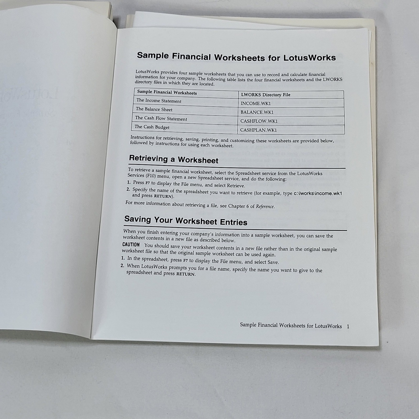 VTG 1990 Lotus Works Tutorial Reference Financial Worksheet User Guide Books