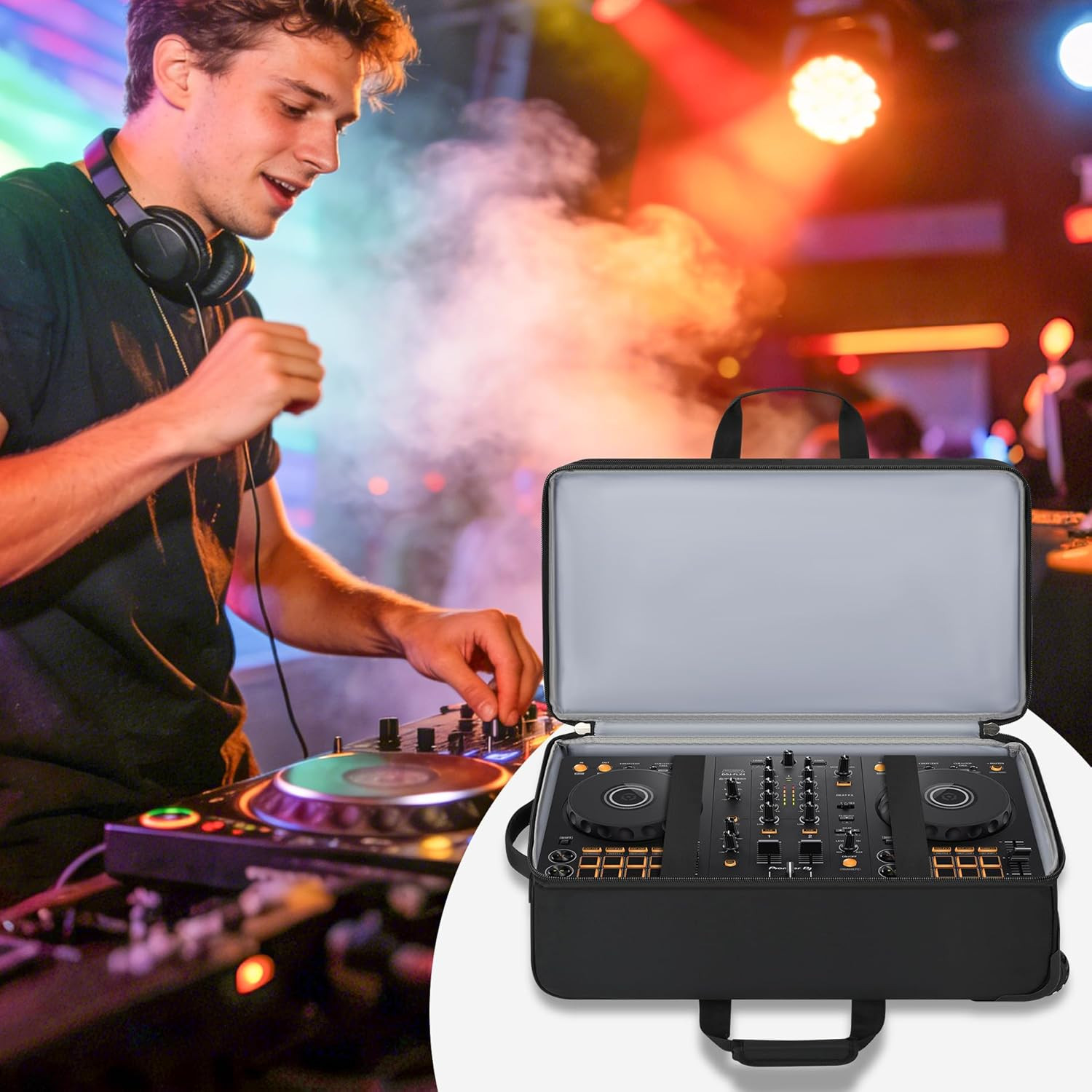 DJ Controller Case with Wheels, Rolling DJ Gig Bag for DJ, Music Producers | Com