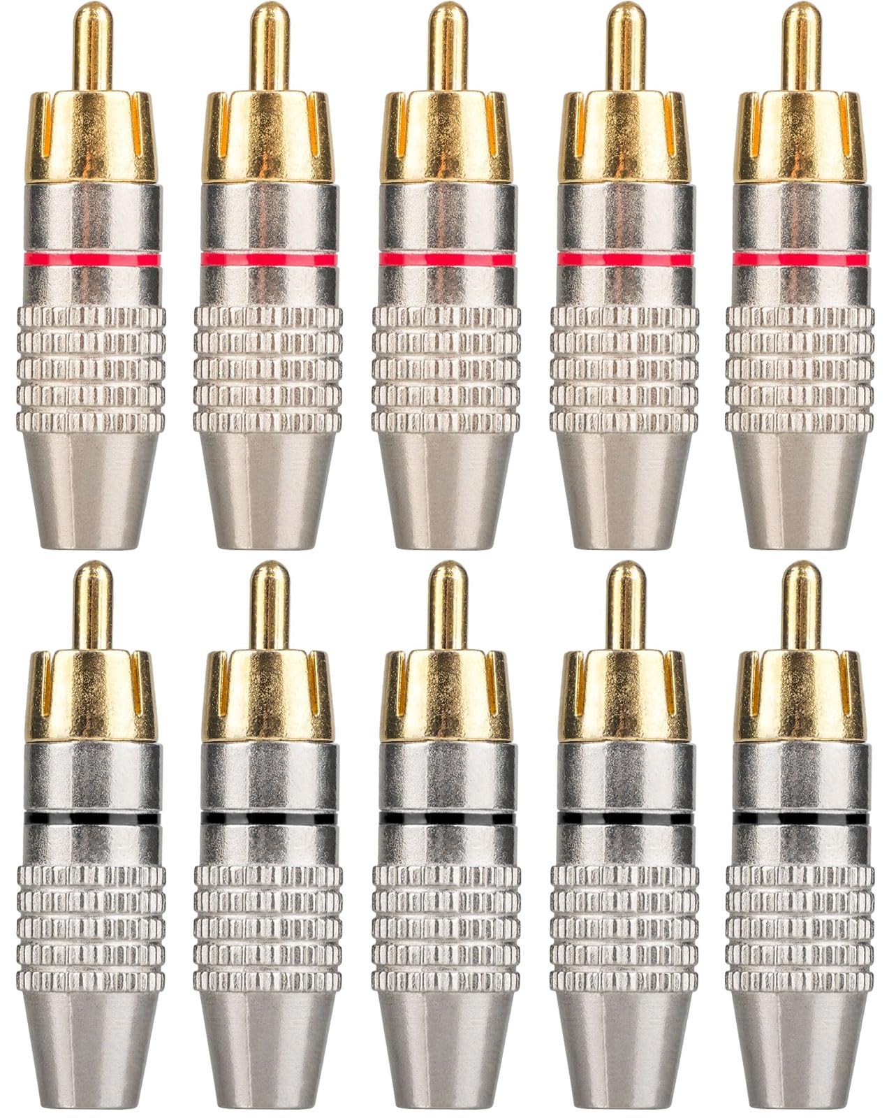 Elechood 10Pack RCA Male Plug Solder, Gold Audio Video Cable Adapter