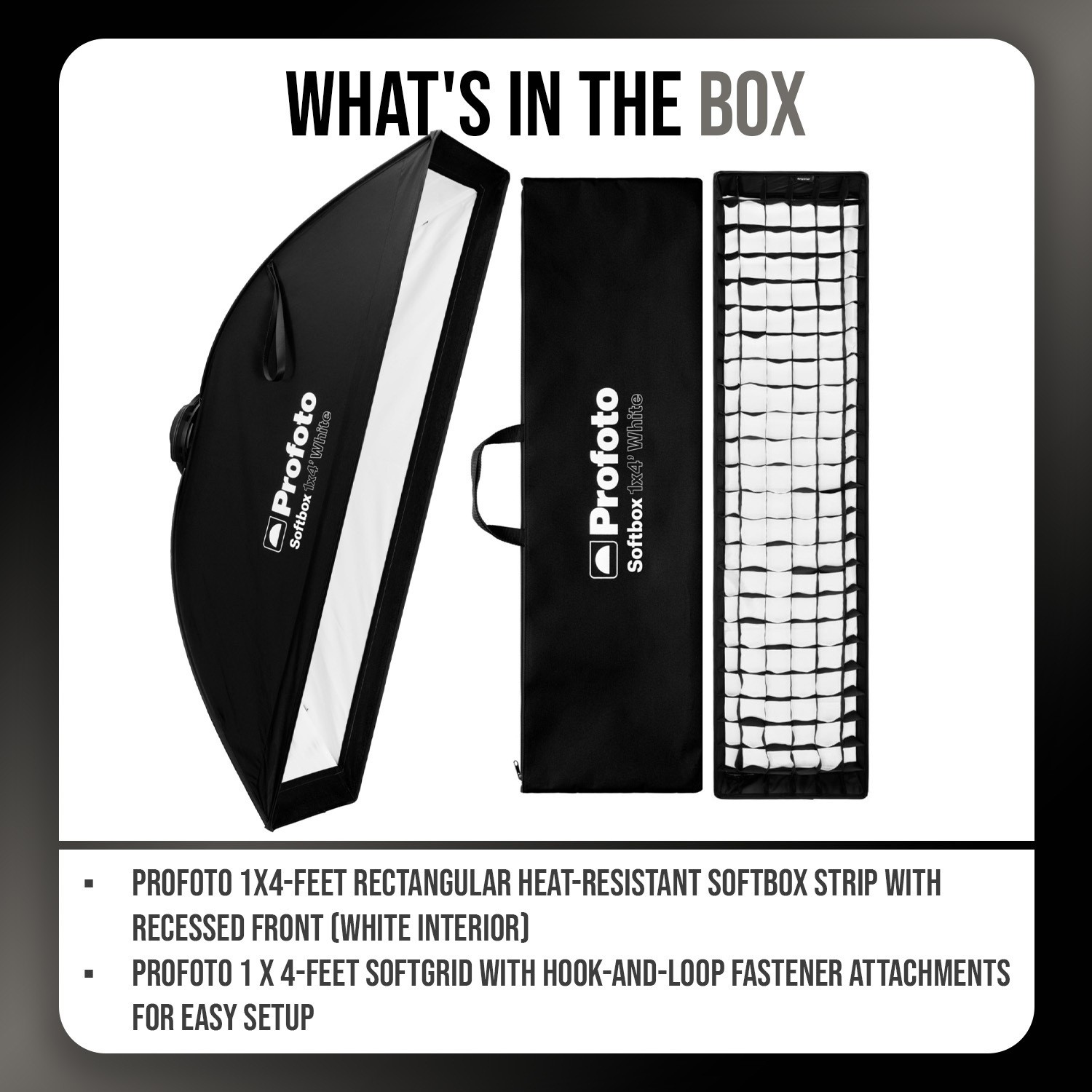 Profoto 1x4 Feet Rectangular White Interior Softbox Strip and Softgrid Bundle