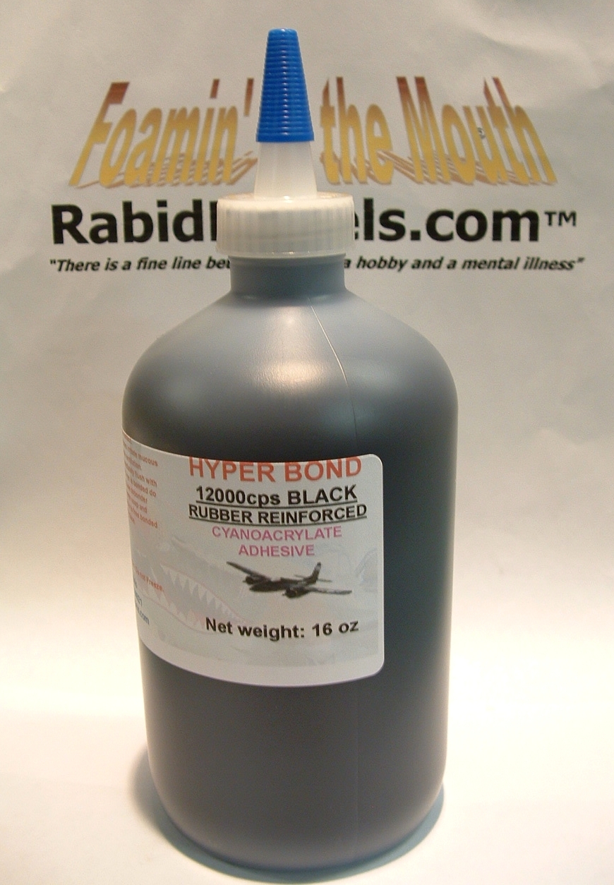 RUBBER TOUGHENED BLACK CA SUPER GLUE 16 oz bottle B12000 Cyanoacrylate
