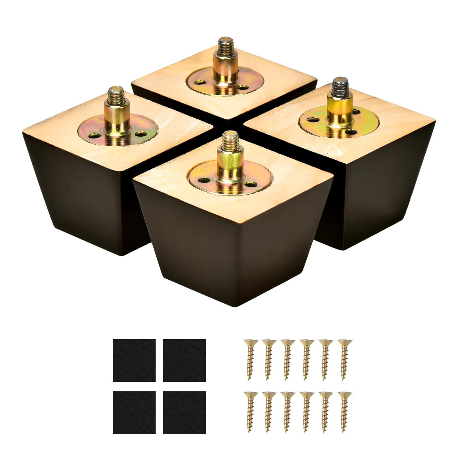 2 Inches Furniture Feet for Couch Sofa Set of 4 Furniture Legs Square Wood Le...