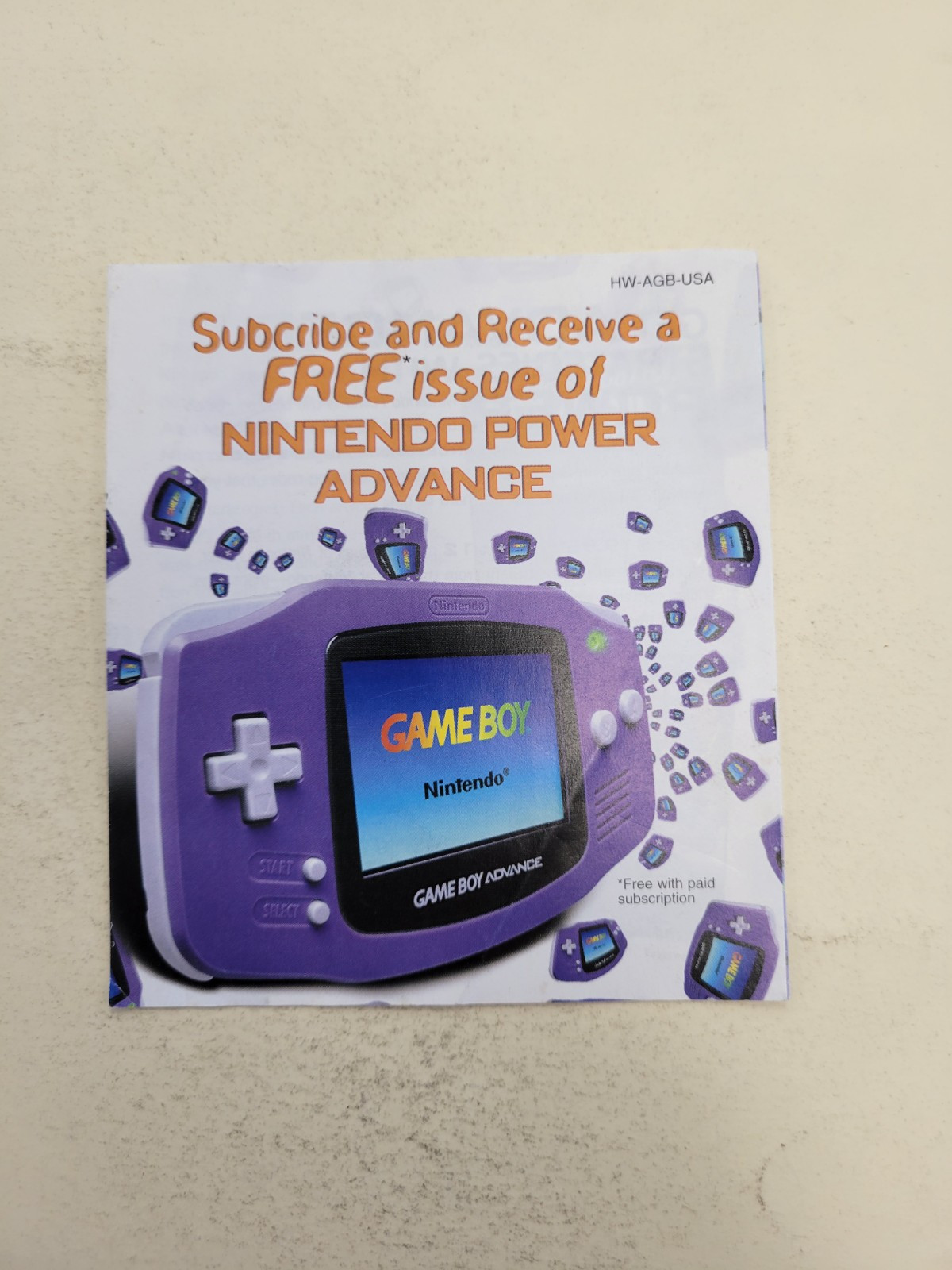Gameboy advance Insert Hw-agb-usa