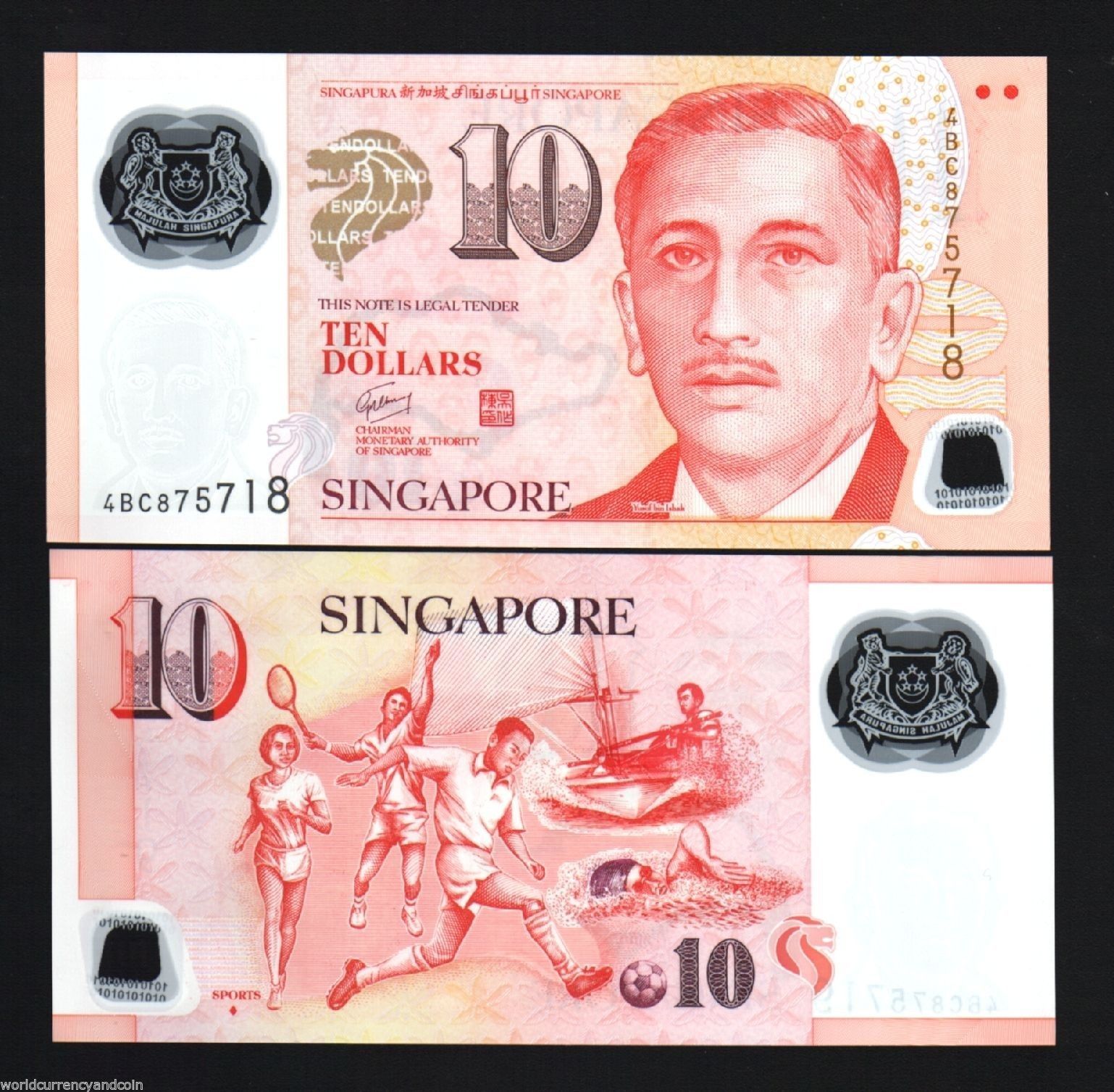 SINGAPORE 10 DOLLARS P-48 2012 POLYMER MUSIC SCOUT UNC 1 or 2 DIAMOND MONEY NOTE