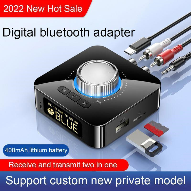 Bluetooth 5.0 Transmitter Receiver 2 IN 1 Wireless Audio 3.5mm Jack Aux Adapter