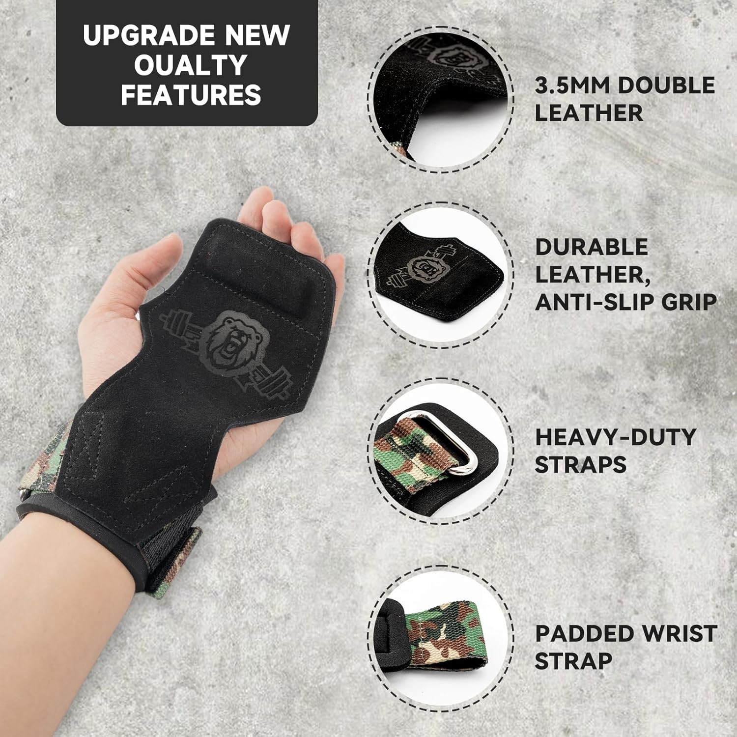 Ergonomic Double Leather Gym Lifting Straps for Deadlifts & Power Training