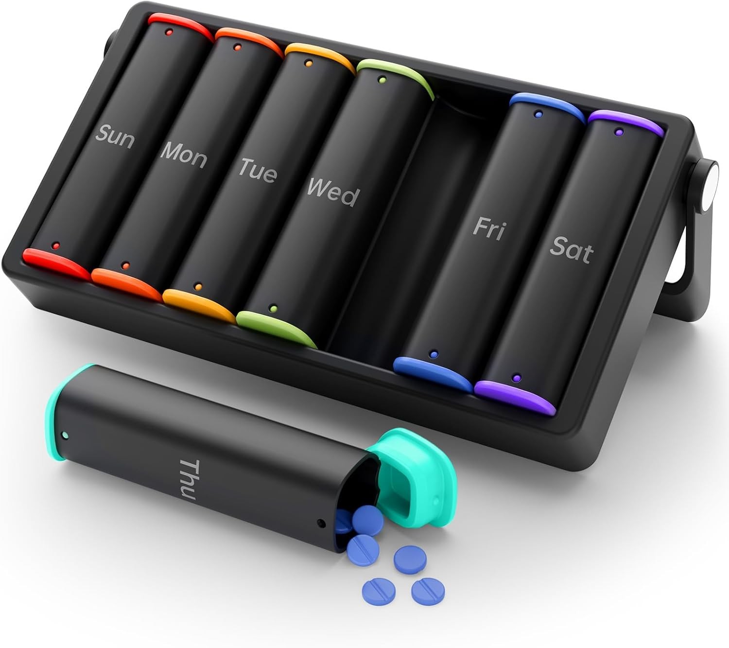 Weekly Pill Organizer 2 Times a Day, KOVIUU Large Travel Pill Box 7 Day, Am Pm