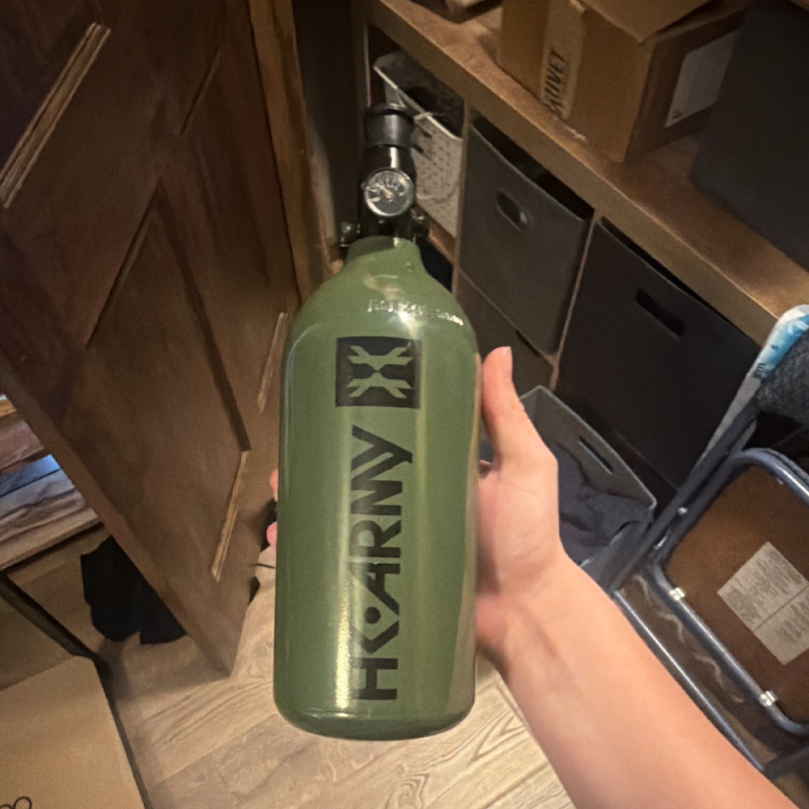 HK Army Paintball HPA Tank Green 3000 psi with Regulator and Pressure Gauge