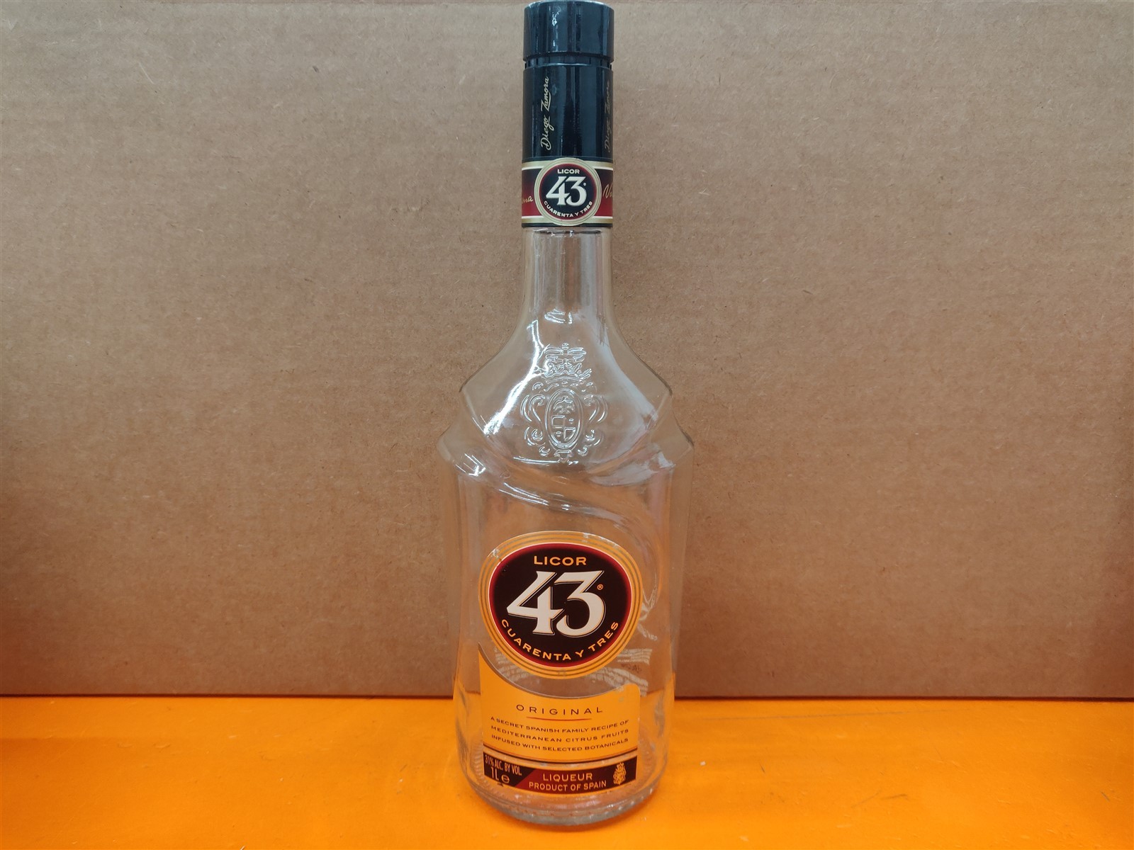 ⭐️⭐️⭐️⭐️⭐️ EMPTY 1L Licor 43 Original Clear Glass Bottle Crafts/Décor/Upcycle