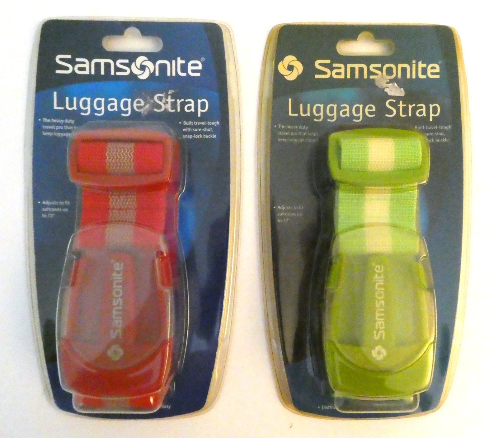 2 Samsonite Luggage Straps Red & Neon Green New