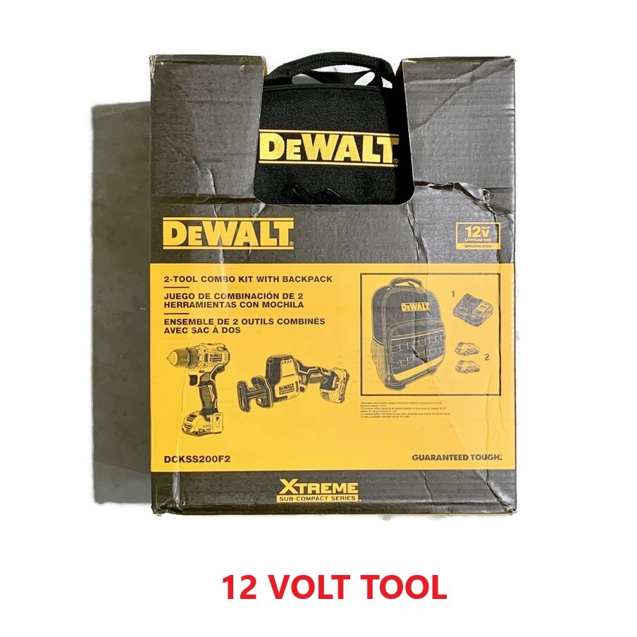 DEWALT 12 VOLT DCKSS200F2 12V MAX 12-Volt Cordless 2-Tool Combo Kit w/ Backpack