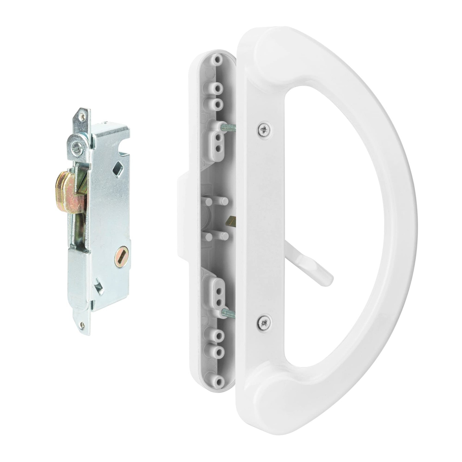 SANKINS Sliding Patio Door Handle Pull Set Set+Mortise Lock, White
