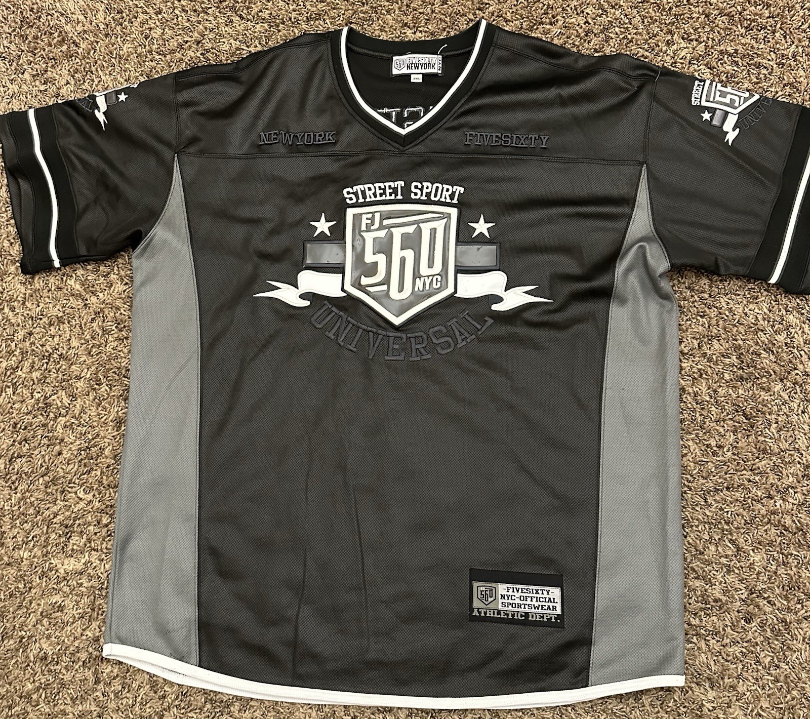 VTG 560 New York Street Sport Football Jersey Black Raised Letters Mens Size 2XL