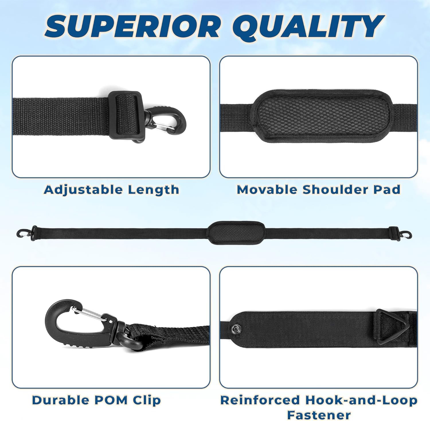 Ski Strap & Pole Carrier - Black - Adjustable Shoulder Strap to Carry Skis & Pol