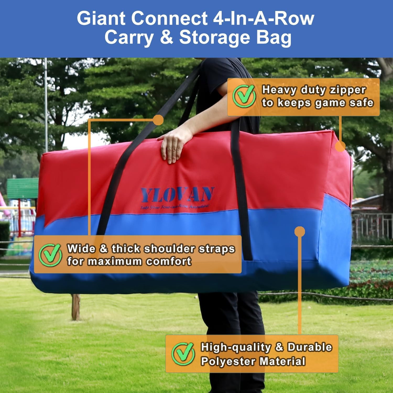 Giant Game Carry Storage Bag for Jumbo 4 in a Row, Large Sturdy Carrying Bag Eas
