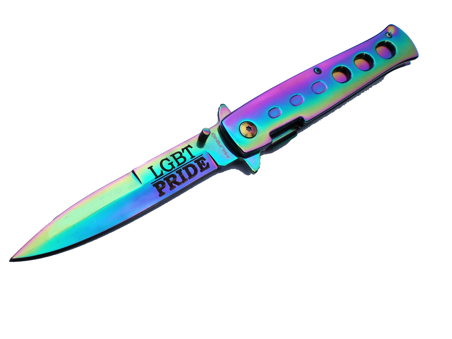 RAINBOW Godfather QUEEN ASSIST OPEN Blade LGBT GAY PRIDE Godfather Pocket Knife