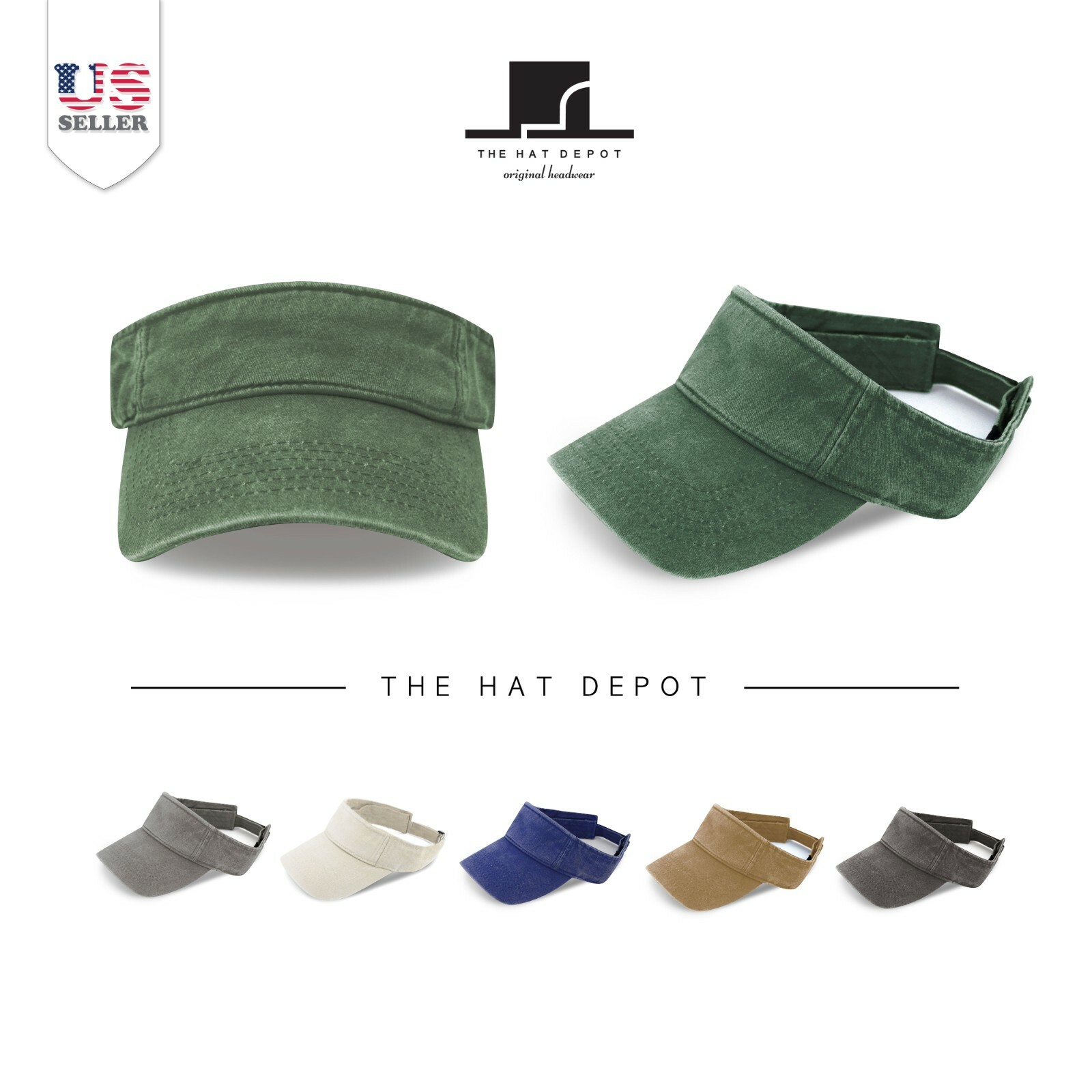 Visor Cap - The Hat Depot 100% Pigment Cotton Quick-Adjust Strap Closure.