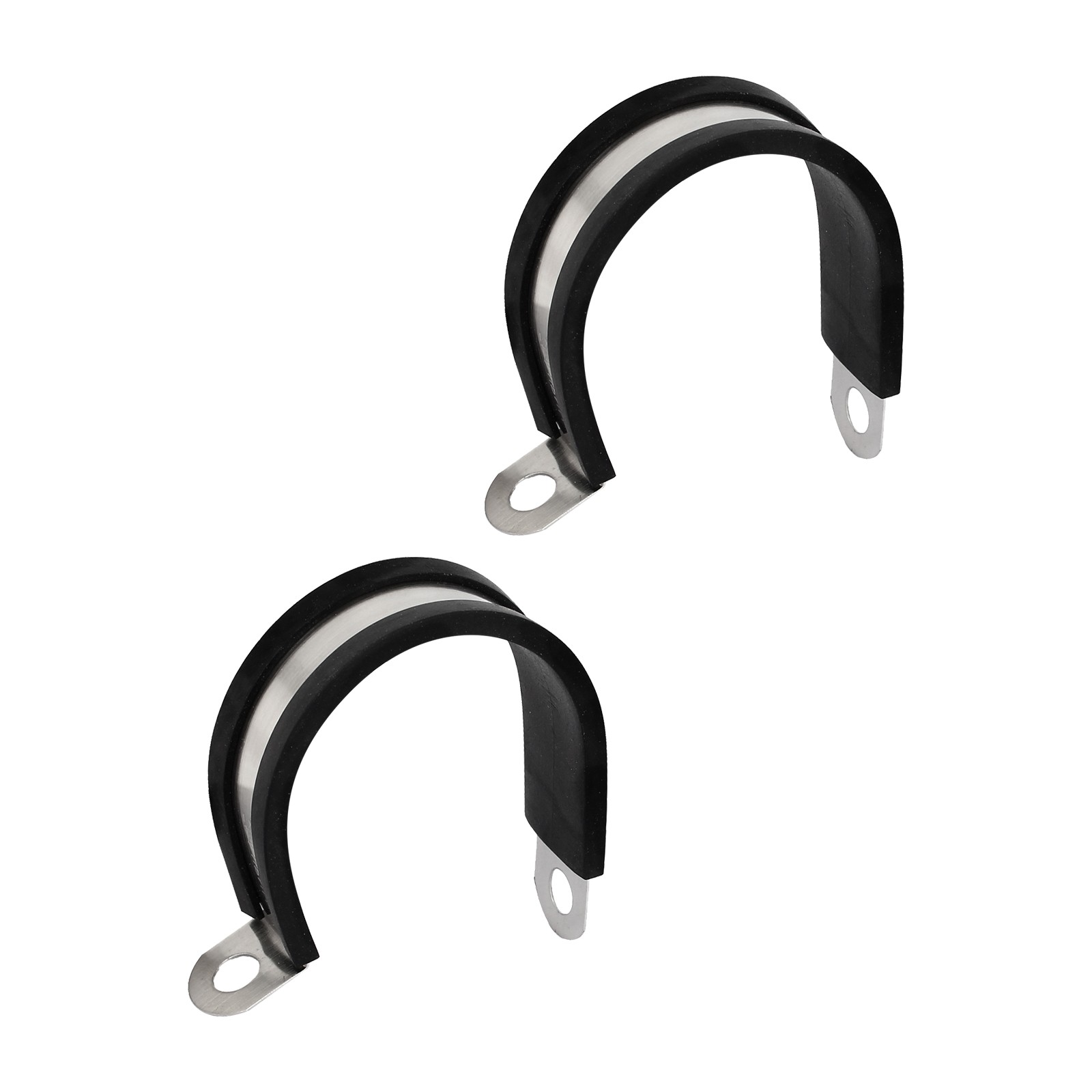 2Pcs 1.65" Rubber Cable Clamps 304 Stainless Steel U Shaped Pipe Fitting Clamps