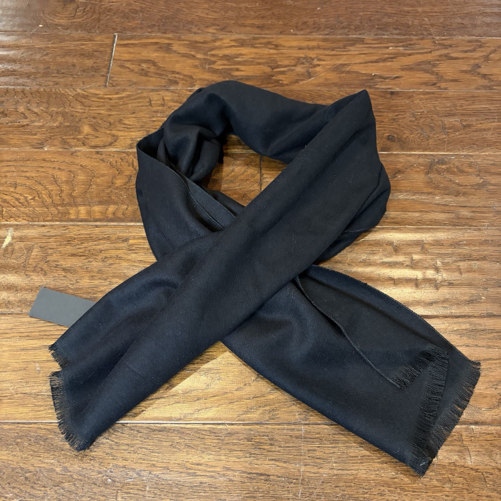 FULLRON Scarf Mens Black Fringe Cashmere Blend Soft Warm Winter NWT