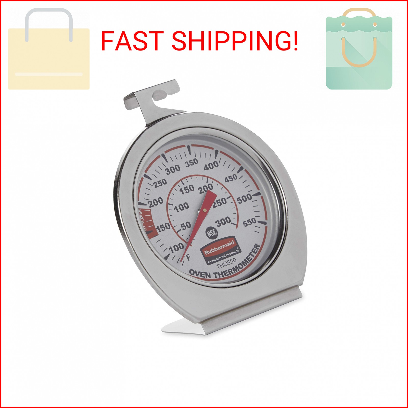 Rubbermaid Commercial Products Stainless Steel Monitoring Thermometer, Safe for