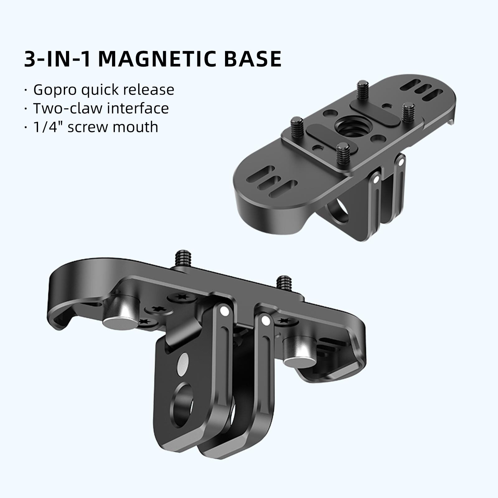 3 IN 1 Magnetic Quick Release Mount for GoPro Hero 12 11 10  Adapter Original SA