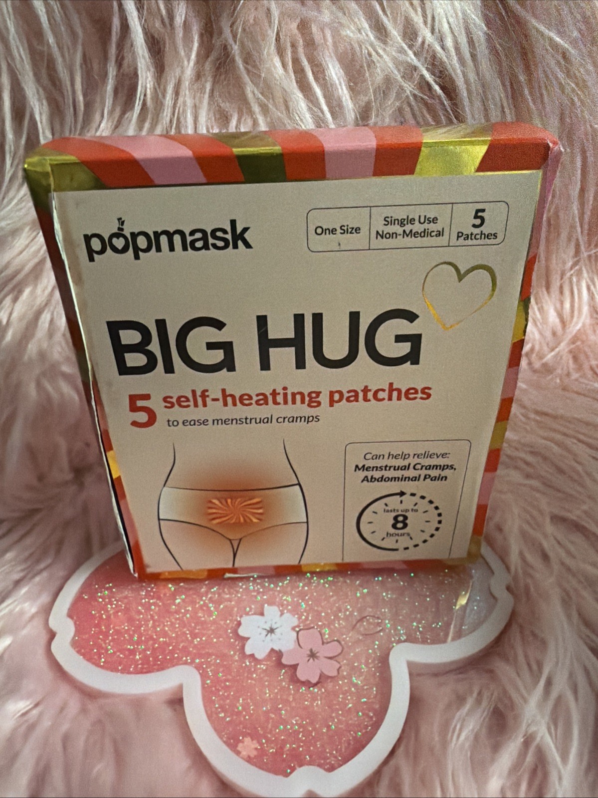 Popmask-Big Hug -Pack of 5 self-heating patches -ease menstrual cramps Exp: 1/30