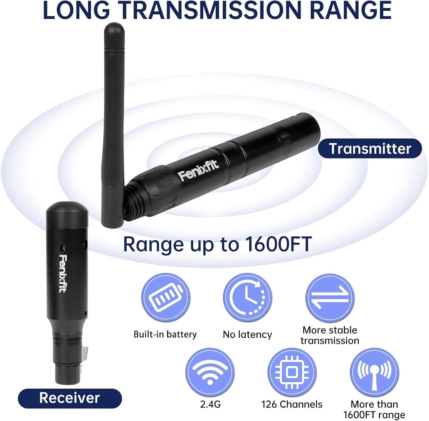 No Delay Wireless DMX Lighting Control: 1 Transmitter & 7 Receivers, Plug & Play