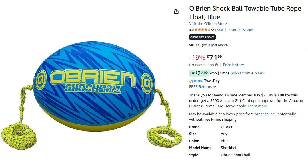 O'Brien Shock Ball Towable Rope Float