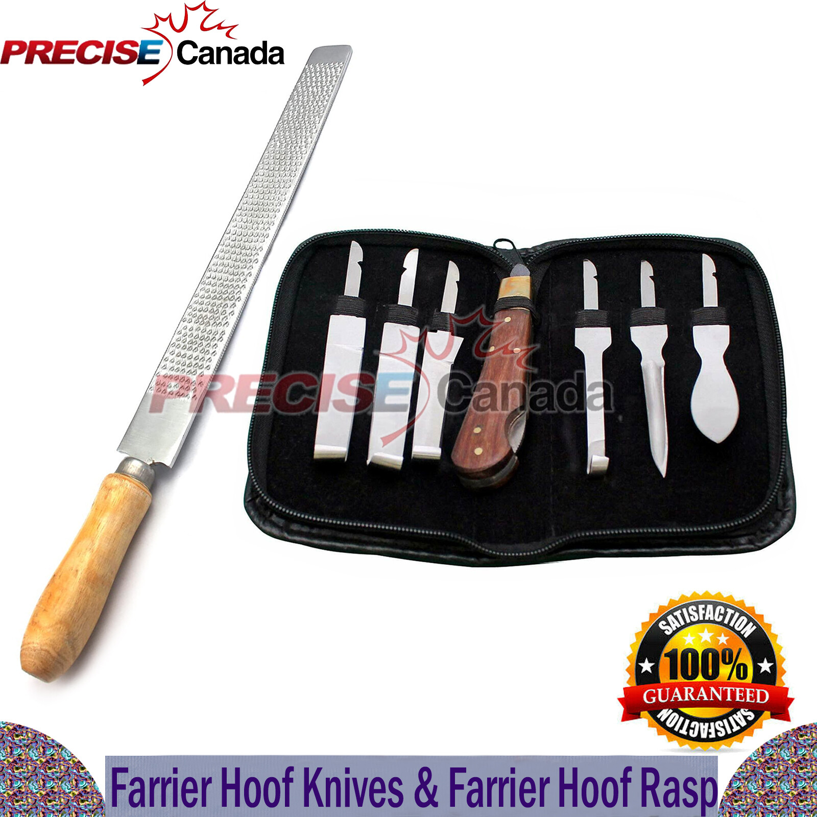 Professional Farrier HOOF KNIVES Set Kit + 14" Farrier Hoof Rasp Veterinary Tool