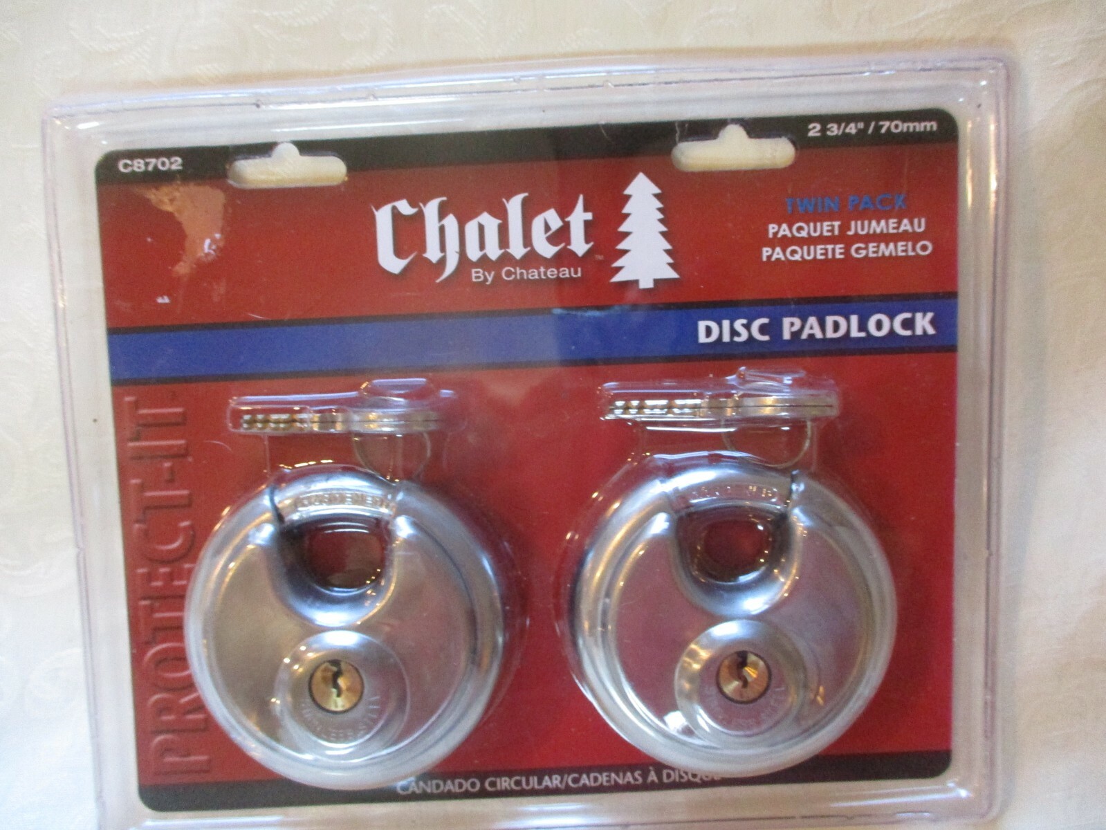 Keyed Alike Padlock Chalet Double Pack Disc Locks 2 in Pack