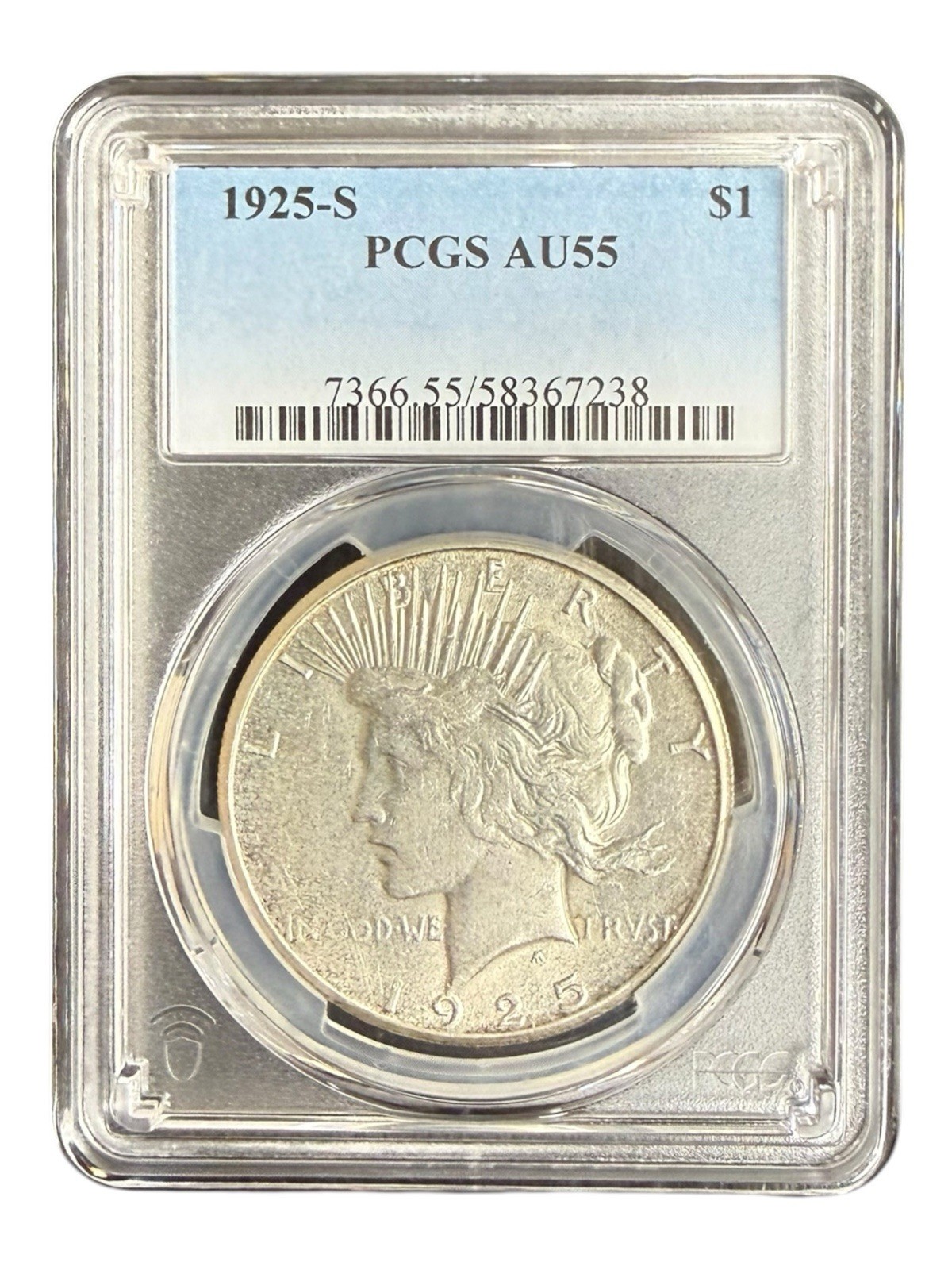 1925-S Peace Silver Dollar PCGS AU55 Better Date