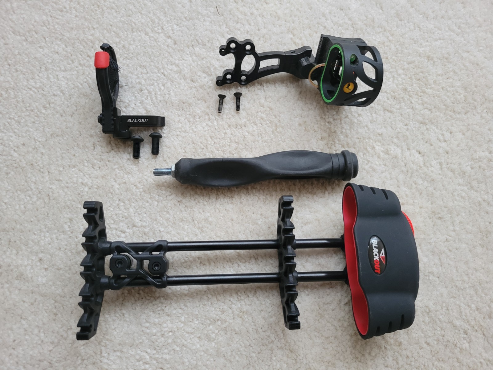 BlackOut Bow accessories Joker sight, Whisker Biscuit rest, stabilizer, quiver