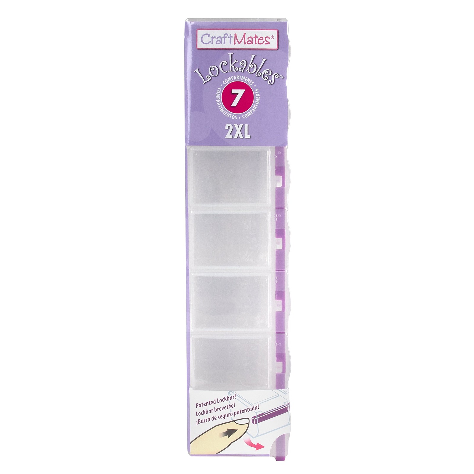 Craft Mates Bead Organizer, 7 Locking Compartments, Plastic Storage (2XL)