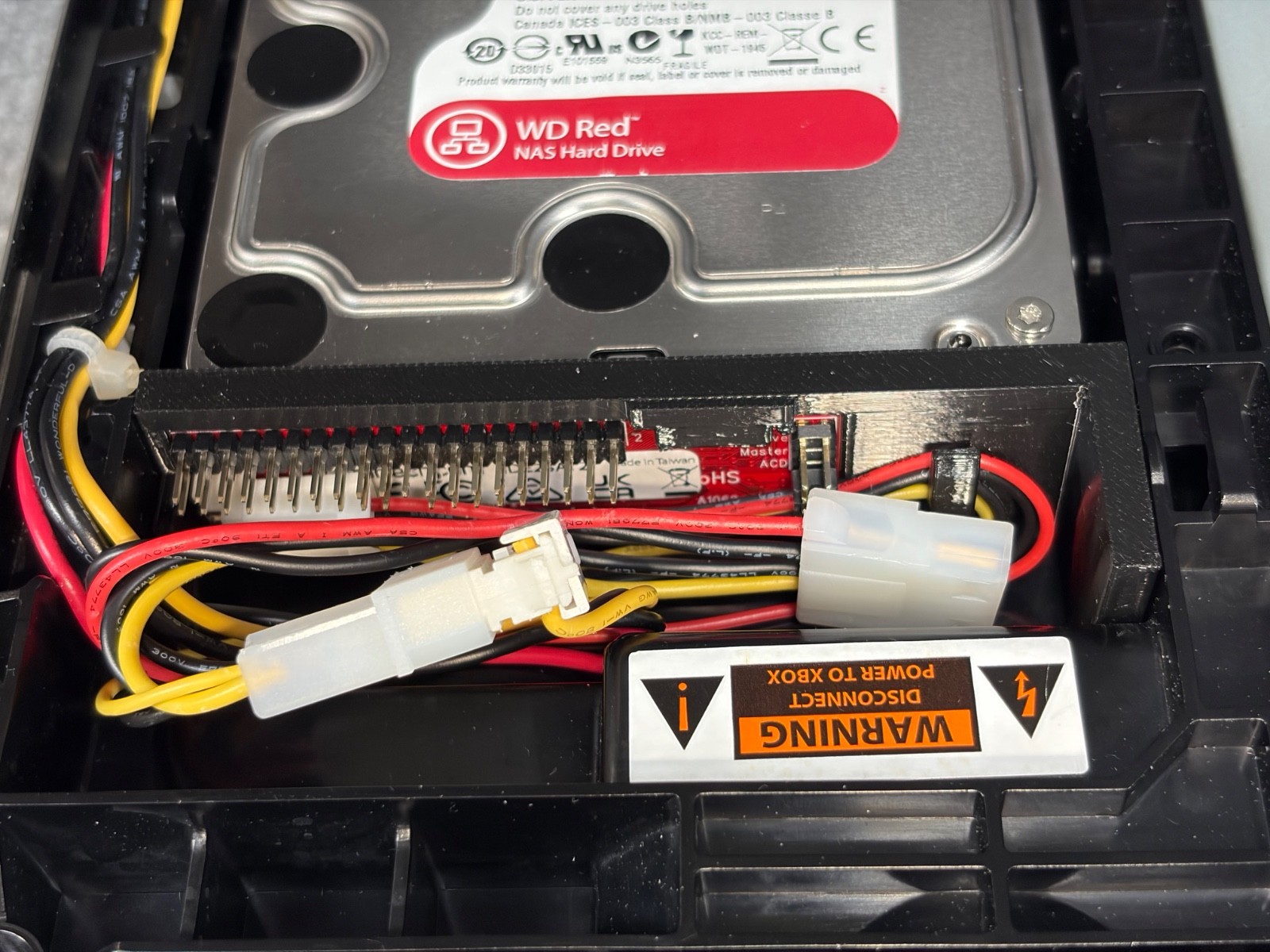 3D printed Bracket For Startech.com IDE2SATA Adapter & 3.5" HDD In Original Xbox