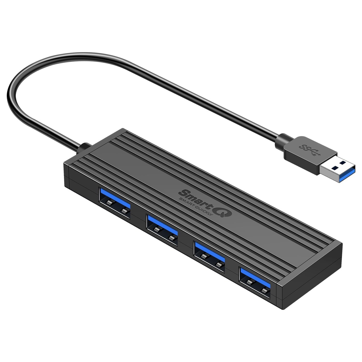 SmartQ 4-Port USB 3.0 Hub, High-Speed Data Hub, USB Port Expander for Laptop,...