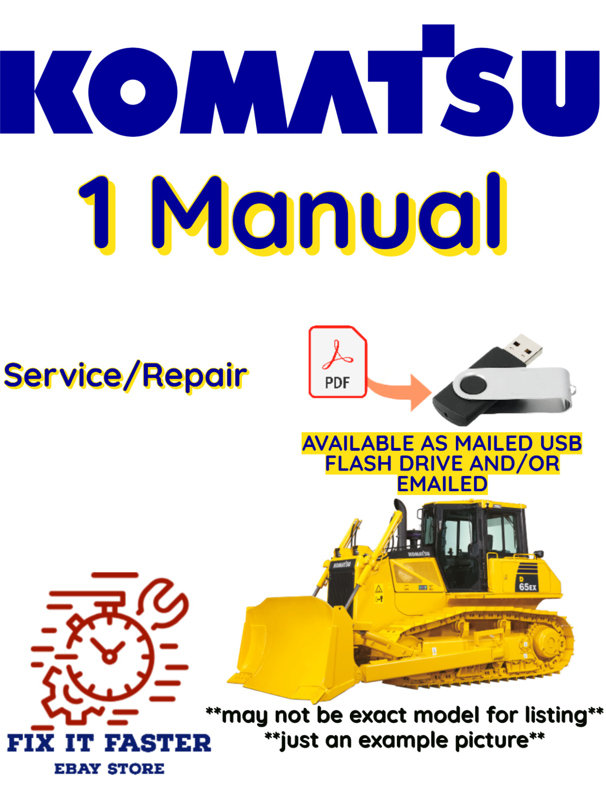 KOMATSU D61PX-15 BULLDOZER SERVICE REPAIR SHOP MANUAL PDF ON USB