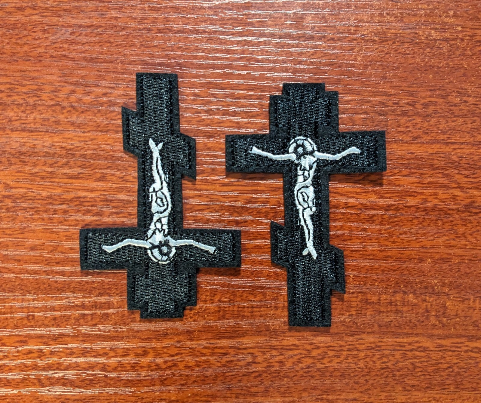 Jesus Cross Patch 2 Pieces Christ Crucifixion Embroidered Iron On 2.25x3.5"