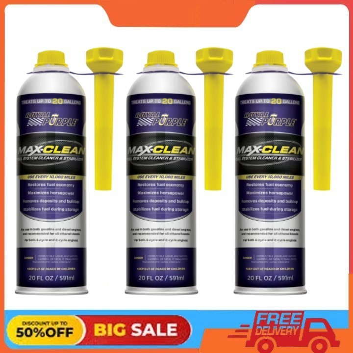 (3 Pack) Royal Purple Max-Clean Fuel System Cleaner & Stabilizer, 20 Fl. Oz.