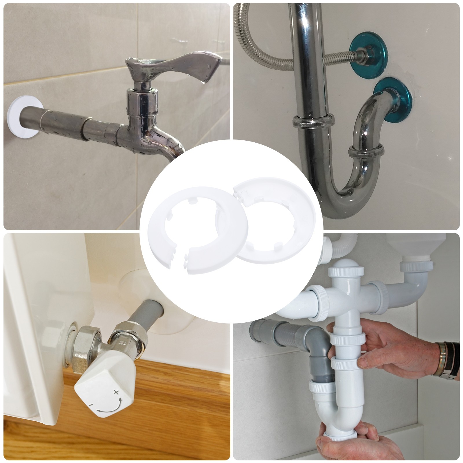 5PCS Flange Pipe Cover Decor for 1.7in/44mm Pipe Cover Decor, White