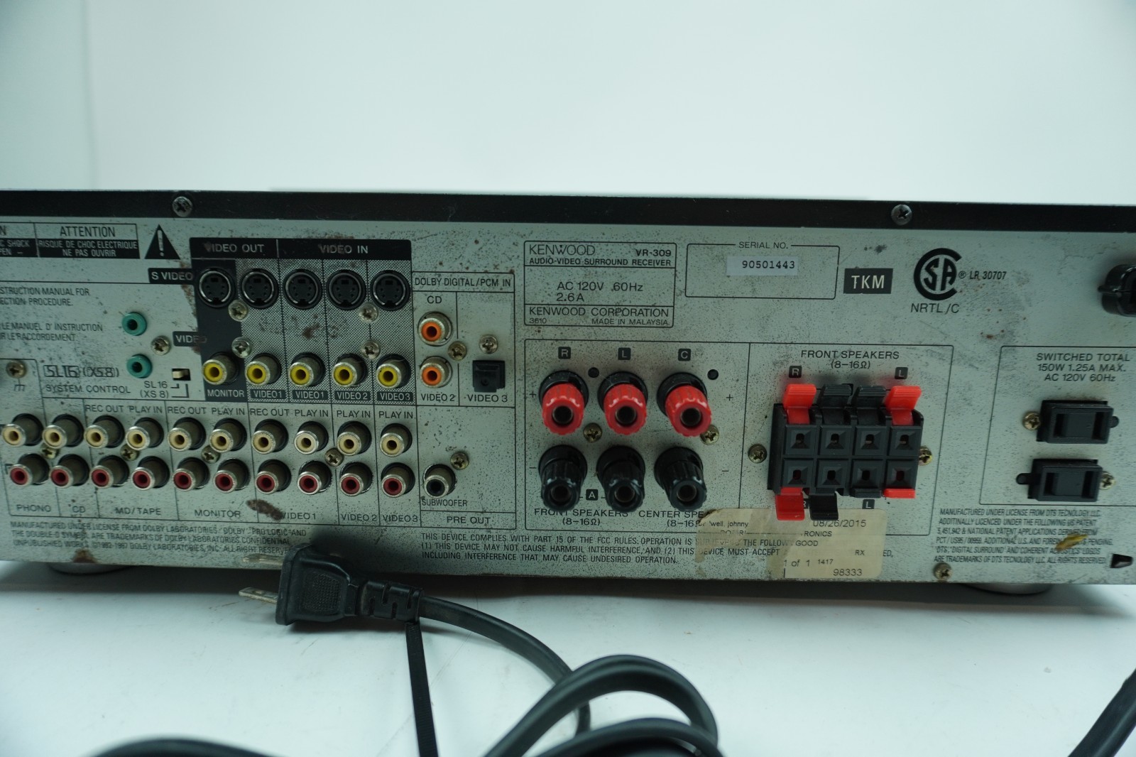 Kenwood VR-309 Audio/Video Surround Receiver