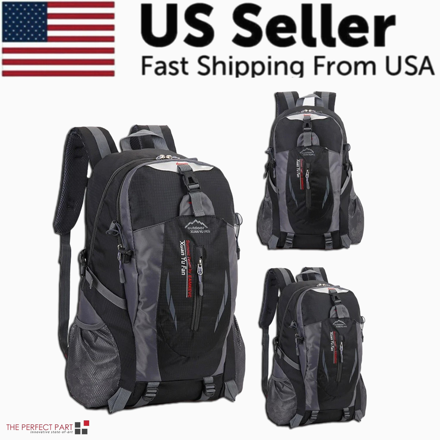 40L Men Women Travel Backpack Rucksack Camping Laptop Hiking School Book Bag USA