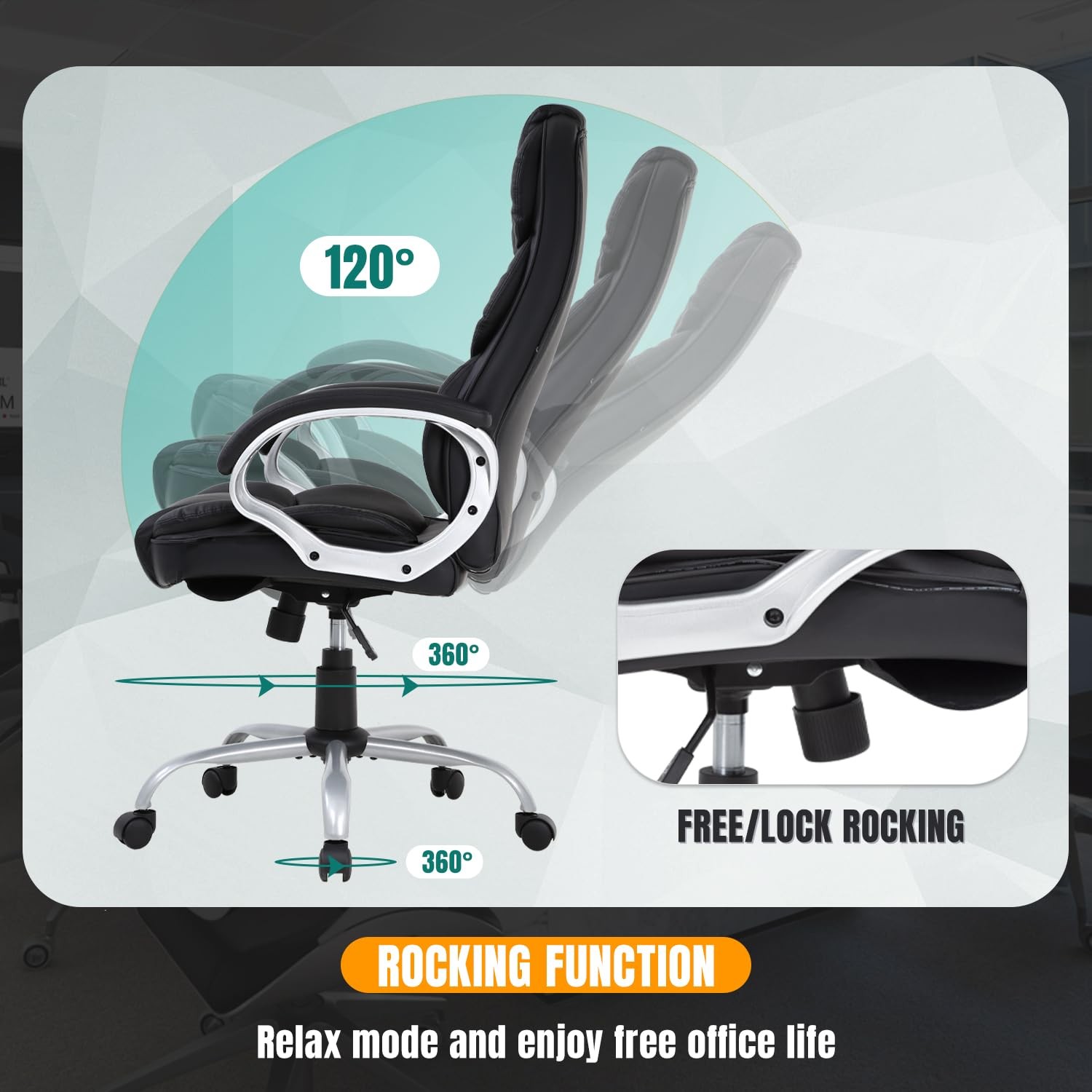 Ergonomic Office Chair Desk Chair Computer Chair with Lumbar Support Arms Exe...