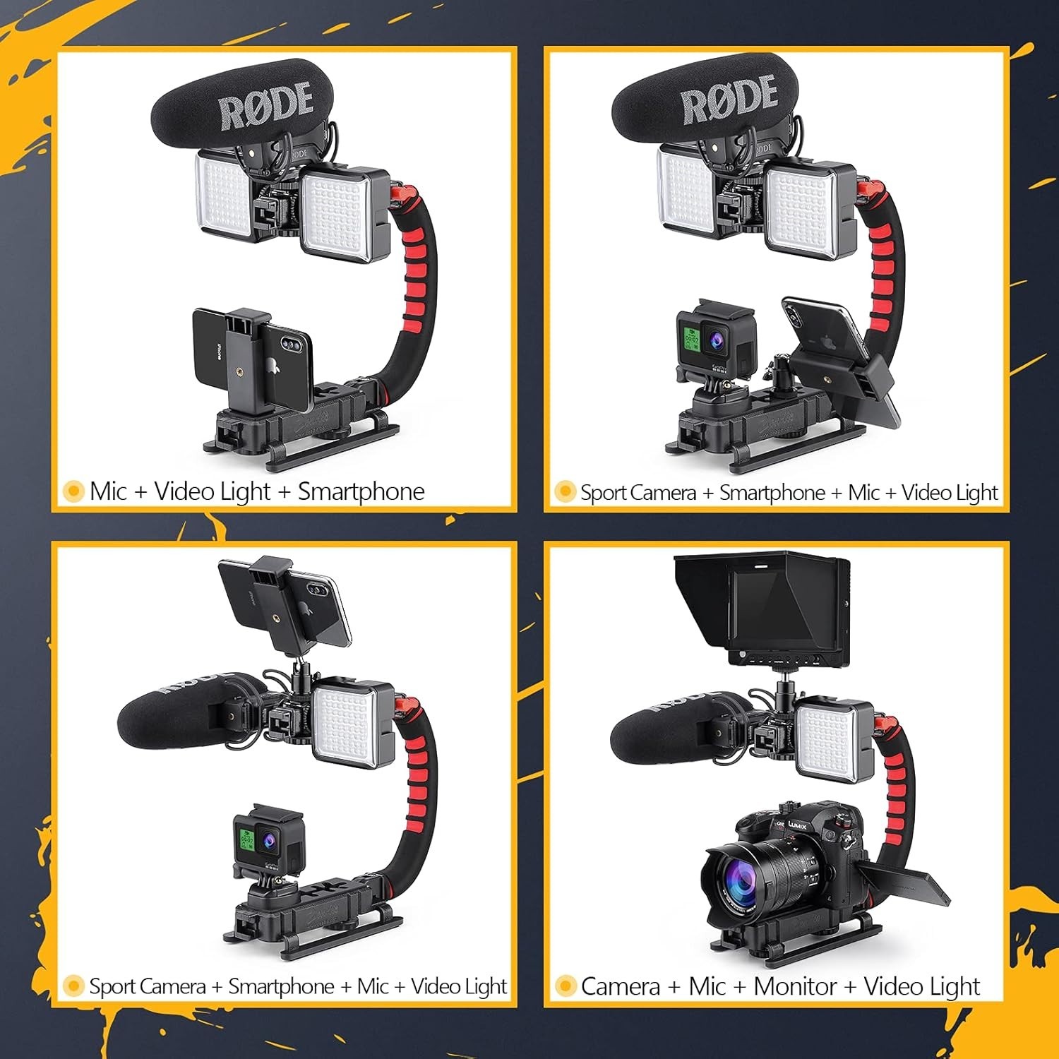 Camera Smartphone Stabilizer, Handle Grip Handheld Video Rig, Compatibility with