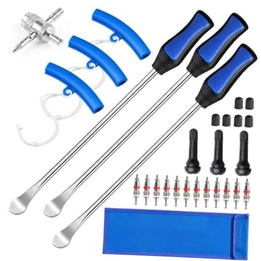 Tire Spoons, 29PCS Tire Changing Tool Kit with 3 x 14.5 Inch Blue Tire Irons,