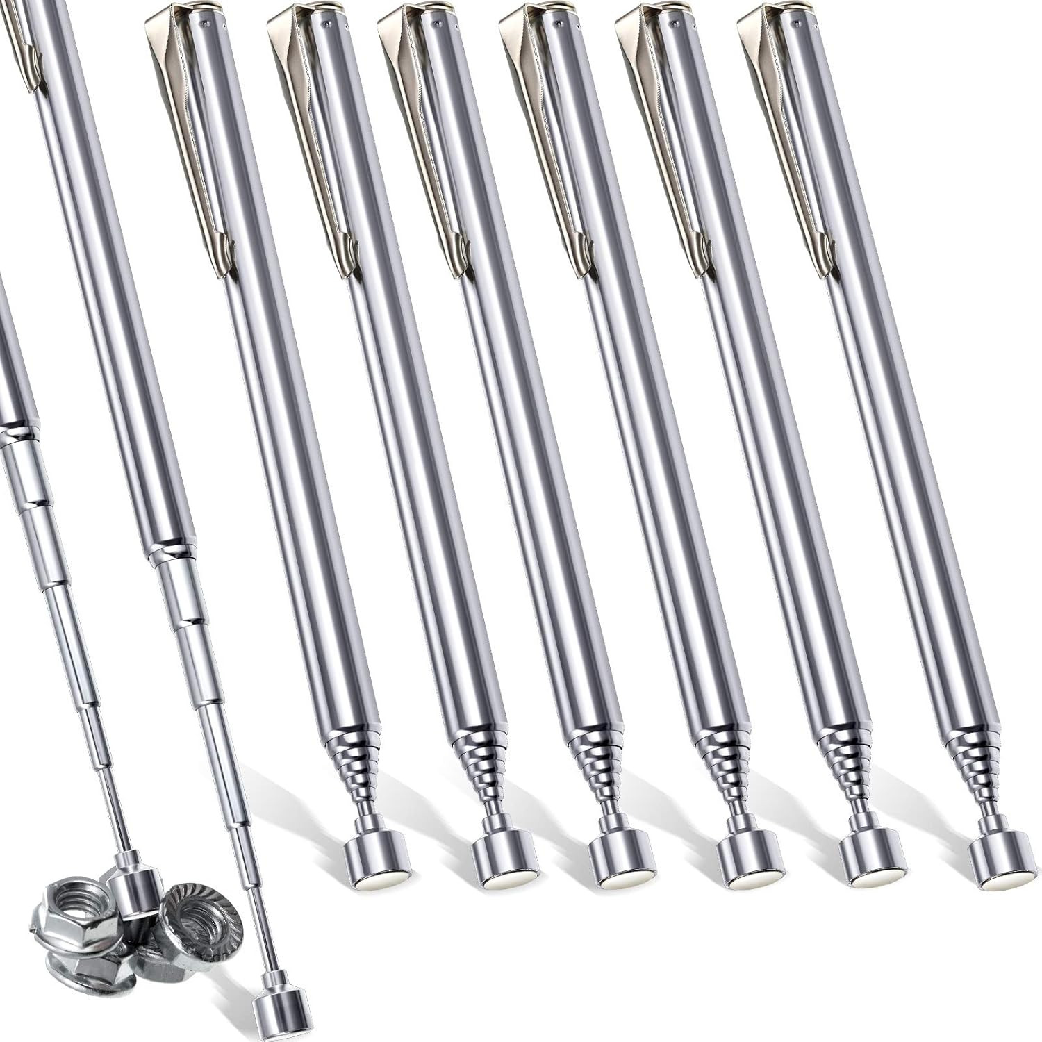 Telescopic Magnetic Pick Up Tool Kit Extendable Grabber 25" Strong Magnet Clip